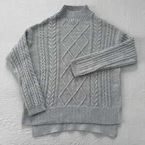 Old Navy Gray Cozy Cable Knit Mock Neck Sweater